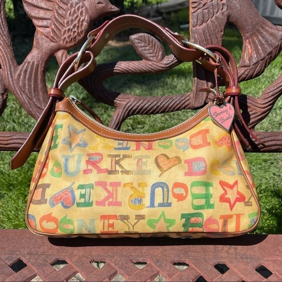 Dooney & Bourke Handbags - Vintage dooney & bourke logo rainbow coated leather hobo bag